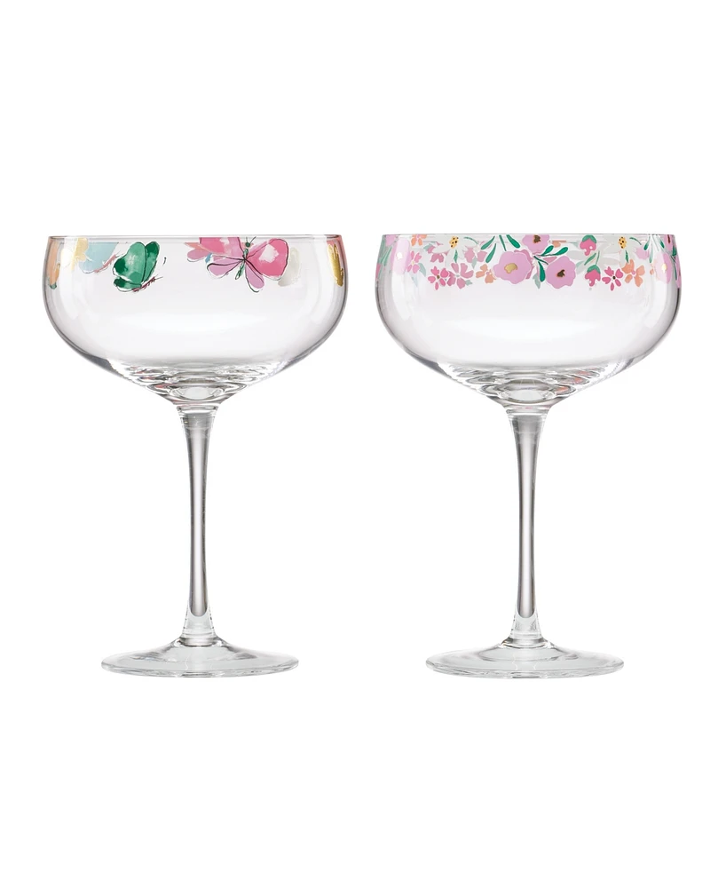 Cambridge Floral Bright Coupe Glasses, Set of 2