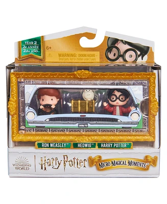 Harry Potter, Micro Magical Moments Year 2 Flying Car Figure Set with Harry, Ron, Hedwig Display Case