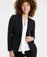 Kasper Petite Crepe One-Button Blazer