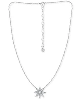 Giani Bernini Cubic Zirconia Starburst Pendant Necklace, 16" + 2" extender, Created for Macy's