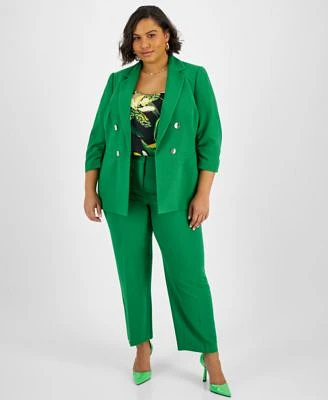 Bar Iii Plus Size Faux Double Breasted Jacket Cowlneck Top Pants Created For Macys