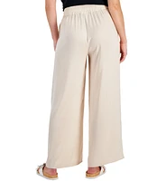 Bar Iii Petite Smocked-Waist Wide-Leg Pull-On Pants, Created for Macy's