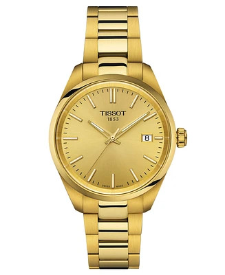Tissot Unisex Swiss Pr 100 Gold Pvd Bracelet Watch 34mm