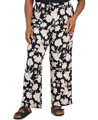 Jm Collection Plus Elena Printed Wide-Leg Pants, Created for Macy's