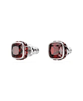 Swarovski Rhodium Plated Square Cut Color Birthstone Stud Earrings