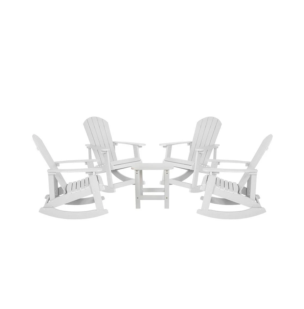 Atlantic Adirondack Patio Furniture Set Includes All-Weather Rocking Chairs And Side Table