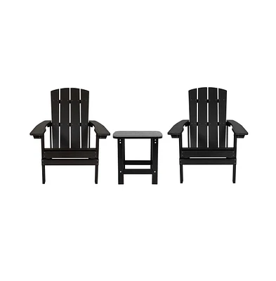 Set Of 2 Riviera All-Weather Adirondack Patio Chairs With Matching Side Table