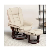 Multi-Position Stitched Recliner & Ottoman With Swivel Base