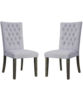Simplie Fun Merel Side Chair (Set of 2) In Gray Fabric & Gray Oak