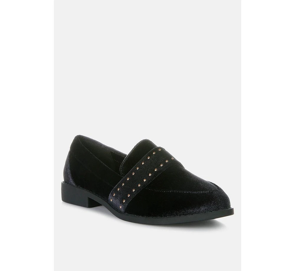 London Rag Walkin Stud Detail Velvet Loafers