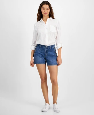 Tommy Hilfiger Women's Greenwich Buttoned-Pocket Denim Sailor Shorts