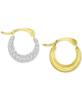 Crystal Pave Extra Small Hoop Earrings in 10k Gold, 0.45"