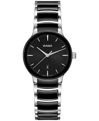 Rado Women's Swiss Centrix Black Ceramic & Stainless Steel Bracelet Watch 31mm