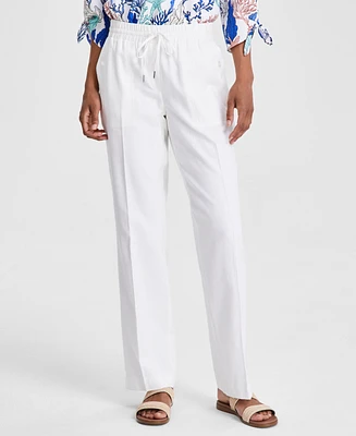 Jones New York Women's Linen Drawstring-Waist Buttoned-Pocket Pants