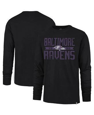 Men's '47 Brand Black Distressed Baltimore Ravens Wide Out Franklin Long Sleeve T-shirt