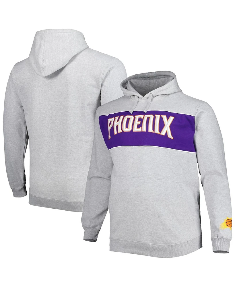 Men's Fanatics Heather Gray Phoenix Suns Big and Tall Wordmark Pullover Hoodie