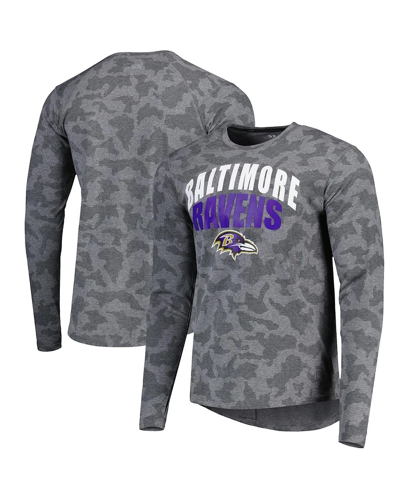 Men's Msx by Michael Strahan Gray Baltimore Ravens Performance Camo Long Sleeve T-shirt