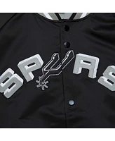 Men's Mitchell & Ness Black San Antonio Spurs Hardwood Classics Throwback Wordmark Raglan Full-Snap Jacket