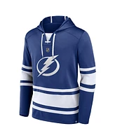 Men's Fanatics Nikita Kucherov Blue Tampa Bay Lightning Name and Number Lace-Up Pullover Hoodie