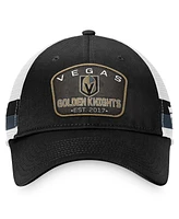 Men's Fanatics Black, White Vegas Golden Knights Fundamental Striped Trucker Adjustable Hat