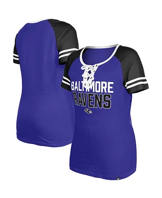 Women's New Era Purple Baltimore Ravens Raglan Lace-Up T-shirt