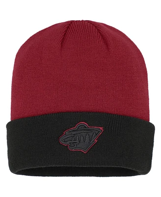 Youth Boys and Girls Red, Black Minnesota Wild Logo Outline Cuffed Knit Hat