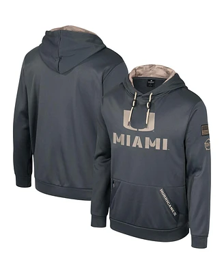 Men's Colosseum Charcoal Miami Hurricanes Oht Military-Inspired Appreciation Pullover Hoodie