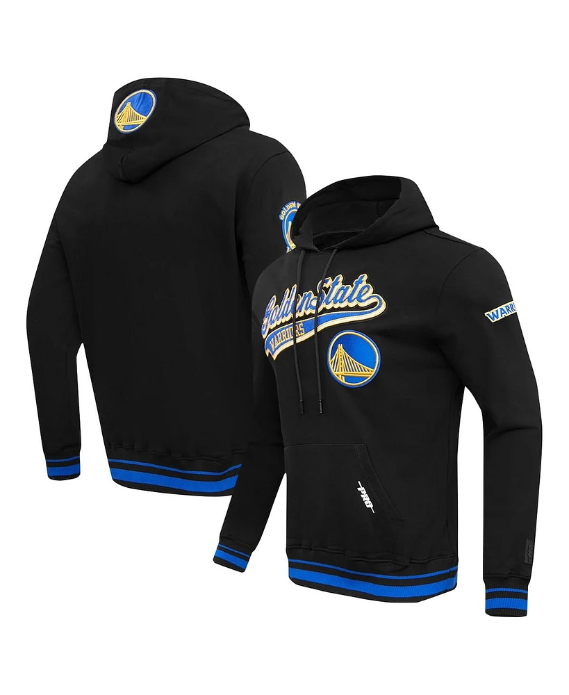 Men's Pro Standard Black Golden State Warriors Script Tail Pullover Hoodie