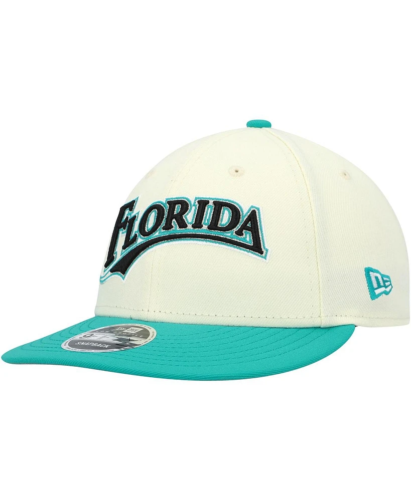 Men's New Era x Felt Cream Florida Marlins Low Profile 9FIFTY Snapback Hat