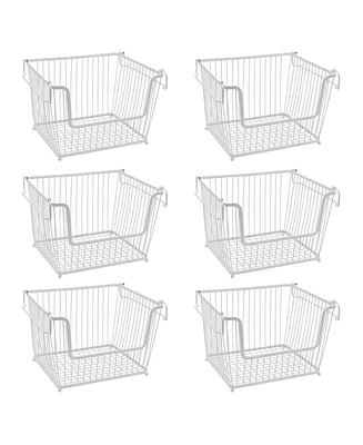 Sorbus Stackable Metal Storage Basket - White|6 Pack