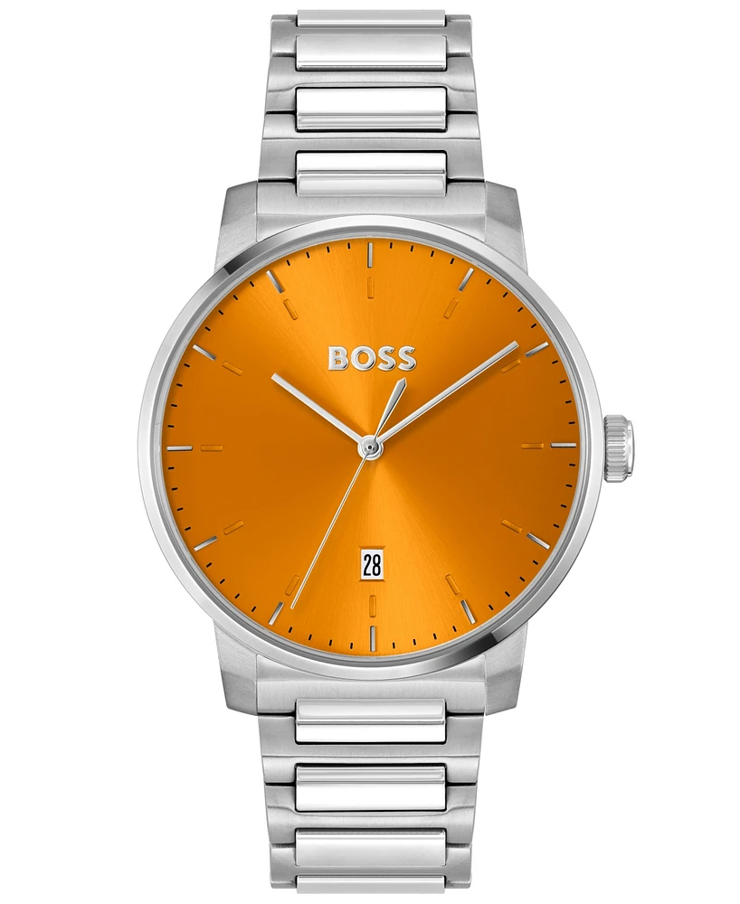 Hugo Boss Men's Dean Quartz Basic Calendar Silver-Tone Stainless Steel Watch 41mm