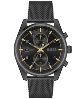 Hugo Boss Men's Skytraveller Quartz Fashion Chrono Ionic Plated Steel Watch 44mm