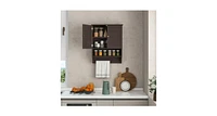 2-Doors Bathroom Wall-Mounted Medicine Cabinet with Towel Bar