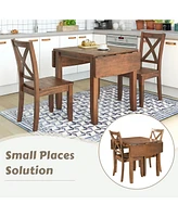 Streamdale Furniture 3-Piece Wood Drop Leaf Breakfast Nook Dining Table Set With 2 X-Back Chairs For Small Places