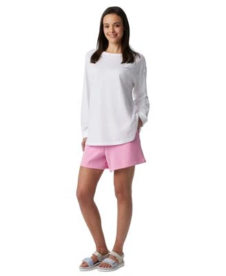 Columbia Womens Long Sleeve Crewneck Cotton Top Mid Rise French Terry Shorts