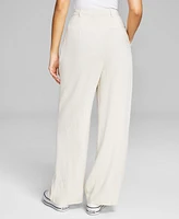 And Now This Women's Linen Blend Wide-Leg Trousers, Created for Macy's
