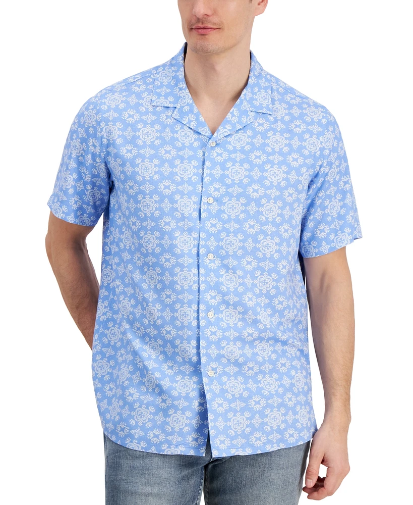 Club Room Men's Colette Medallion-Print Resort Camp Shirt, Created for Macy's