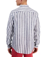 Club Room Men's Alba Stripe Long-Sleeve Linen Shirt, Created for Macy's