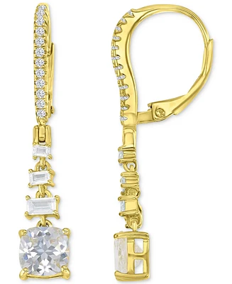 Cubic Zirconia Mixed Cut Linear Drop Leverback Earrings