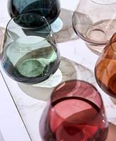 The Wine Savant Pastel Colored Stemless Crystal Wine Glasses, Set of 6