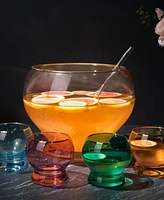 The Wine Savant Colorful Punch Bowl & Glasses Set, 6 Piece Set