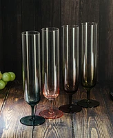 The Wine Savant Multicolored Beautiful Champagne Flutes, Set of 4