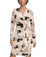 Calvin Klein Women's Printed Long-Sleeve Wrap Dress