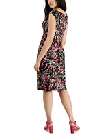 Connected Petite Printed Sleeveless Jersey Sheath Dress