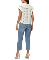 Frye Women's Sailor-Collar Crochet Pullover Top