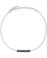 Black Spinel Bar Chain Link Bracelet (3/4 ct. t.w.) in Sterling Silver