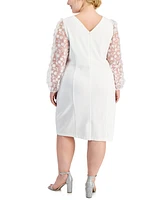 Connected Plus 3D Floral-Applique Sheath Dress
