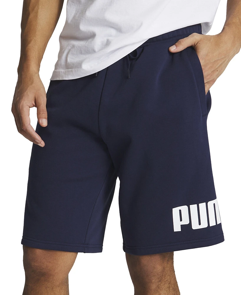 Puma Men's Regular-Fit Big Logo-Print Fleece 10" Shorts