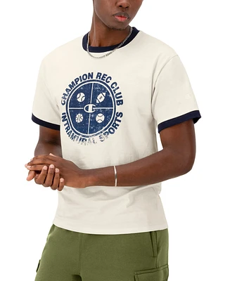 Champion Men's Standard-Fit Logo Graphic Ringer T-Shirt