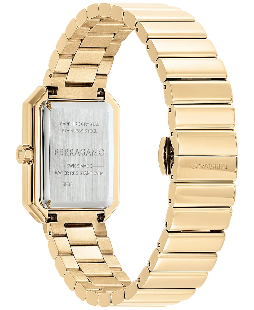 Salvatore Ferragamo Women's Swiss Gold Ion Plated Stainless Steel Bracelet Watch 27x34mm